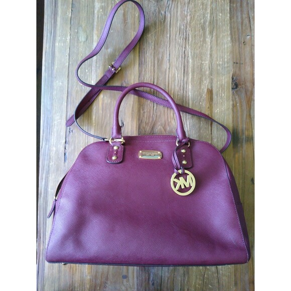 Michael Kors Cindy Saffiano Leather Lg Dome Satchel Convertible Classic SOHO EUC